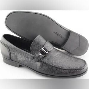 Men's SALVATORE FERRAGAMO 'Bravo' Nero Calf Leather Loafers Size US - 7.5-D